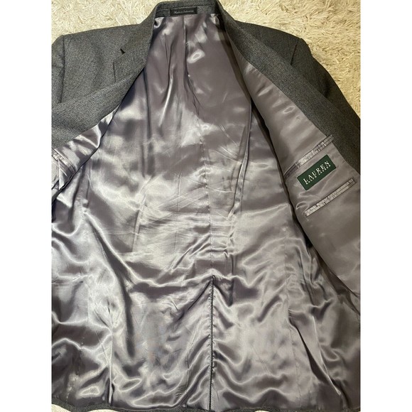 Lauren Ralph Lauren Mens Gray Size 42 RTwo-Button Blazer Jacket 100% Wool - Picture 8 of 9